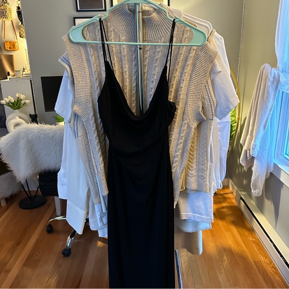 Vintage Rimini Black Cowl Neck Gown Sz 6 - Picture 3 of 7